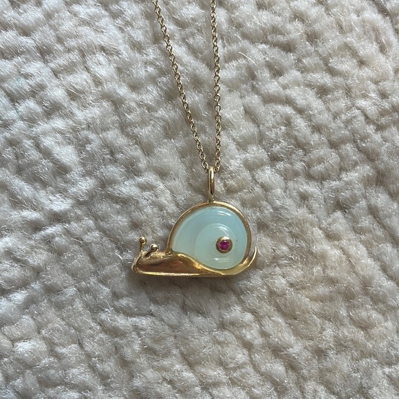 Brent neale small snail Peruvian opal/pink sapphire - Picture 2 of 6